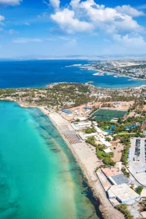 Aerial,View,Of,The,Beautiful,Coast,Of,Voula,,Part,Of